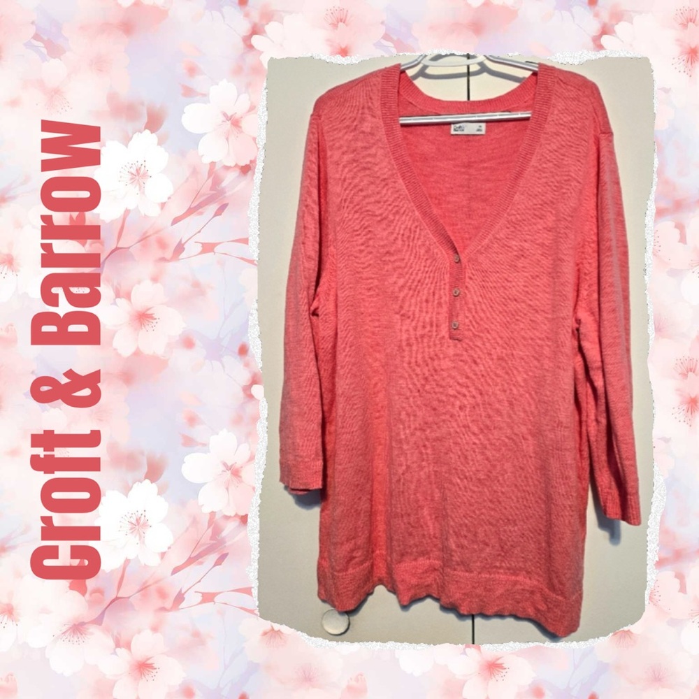 Croft & Barrow Pink V-Neck Sweater EUC